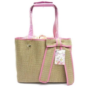  unused goods te.-si-ducie big ribbon summer basket carry bag basket bag pink small size dog 5kg under 