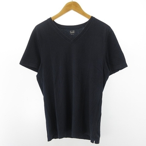 スリードッツ three dots 近年モデル USA製 Tシャツ カットソー 半袖 コットン 紺 ネイビー L メンズ