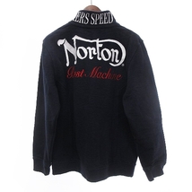 Norton ノートン スウェットジャケット ジップアップ ロゴ 刺繍 長袖 コットン 紺 ネイビー XL メンズ_画像4