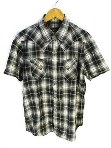スティーブンソンオーバーオール STEVENSON OVERALL CO. ウエスタン シャツ 半袖 チェック 柄 黒 ブラック S ZX メンズ