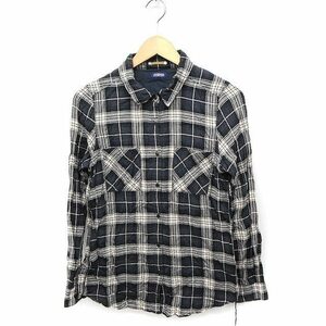  Journal Standard JOURNAL STANDARD check pattern shirt blouse long sleeve cotton cotton wrinkle processing F black black /FT30 lady's 