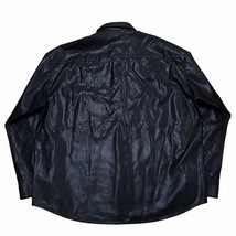 シュタイン stein FAKE LEATHER DOWN PAT SHIRT フェイクレザープルオーバーシャツ オーバーサイズ ブラック M 0612 メンズ_画像3