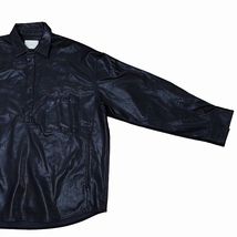 シュタイン stein FAKE LEATHER DOWN PAT SHIRT フェイクレザープルオーバーシャツ オーバーサイズ ブラック M 0612 メンズ_画像2