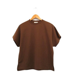  Beams Heart BEAMS HEART cut and sewn T-shirt short sleeves frill slit simple Brown tea /KT4 lady's 