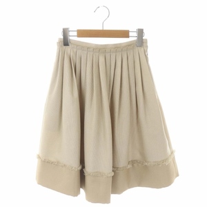  M pull mie black M-Premier BLACK fringe pleated skirt knees height 34 beige /HK #OS #SH lady's 