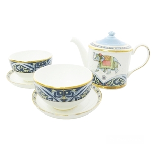 ウェッジウッド WEDGWOOD ブルーエレファント ジャパニーズティー ティーポット×カップ＆ソーサー 2客セット 象柄 民族柄 茶器 洋食器