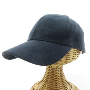 未使用品 エルメス HERMES タグ付 Riley cap ライリー キャップ 帽子 リネンキャンバス Hロゴ刺繍 セリエボタン MARINE マリン 57 231056N