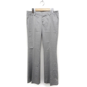  Ined INED center Press pants slacks stripe cotton cotton 11 gray /FT30 lady's 