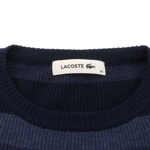 ラコステ LACOSTE ニット カットソー ボーダー ロゴ ワッペン クルーネック 長袖 34 S 紺 ネイビー 青 ブルー /DK レディースの画像8