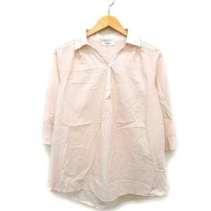 N.Natural Beauty Basic ナチュラルビューティーベーシック カットソー シャツ チュニック ストライプ スキッパー 長袖 S /HT14 レディース