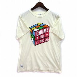 チャムス CHUMS ルービックキューブ Tシャツ 半袖 プリント アイボリー S CH01-1039 メンズ