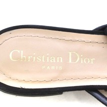 クリスチャンディオール Christian Dior スリングバック サンダル ミュール ローヒール リボンモチーフ ドット スエード 36.5 23.5cm 黒_画像5