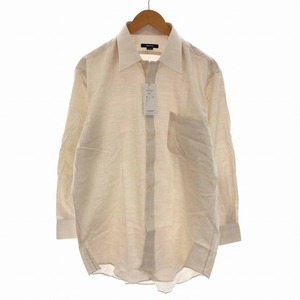  unused goods Aquascutum AQUASCUTUM shirt cotton long sleeve 42-80 XL light beige /YM men's 