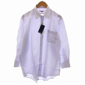未使用品 アクアスキュータム AQUASCUTUM シャツ コットン リネン混 長袖 43-80 XL 薄紫 ライトパープル /YM メンズ