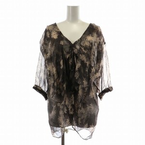 3.1 Philip rim 3.1 phillip lim shirt blouse 7 minute sleeve total pattern sia- see-through silk silk 0 XS gray beige /NW27