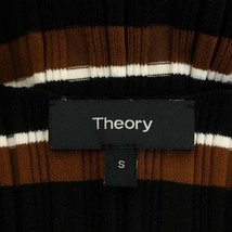 セオリー theory 21SS HUDSON COTTON RIB SHELL ボーダーリブニット カットソー ノースリーブ スクエアネック S 茶色 黒 白_画像3