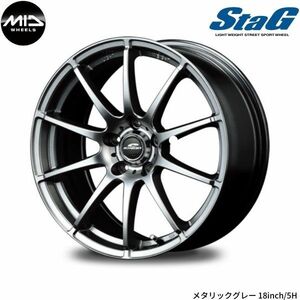 マルカ ホイール シュナイダー StaG マツダ アクセラ/アクセラスポーツ BK系 MID 【18×7.0J 5-114.3 INSET55 メタリックグレー】 1本単品