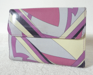  Emilio Pucci EMILIO PUCCI enamel multicolor folding twice purse wallet lady's 