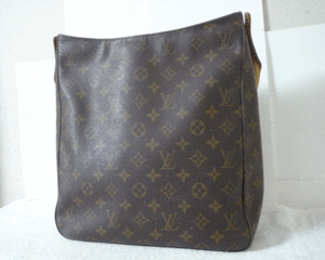 ルイ・ヴィトン　LOUIS VUITTON　PVC　レザー　モノグラム　ルーピングMM　肩掛けショルダーバッグ　レディース