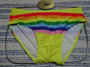 374 refreshing . border pattern. swim bikini panties sizeS yellow base × rainbow. like border new goods unused 