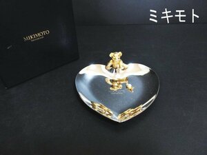 Xア015△MIKIMOTO/ミキモト/インターナショナル/アクセサリートレイ/ベアーモチーフ/幅9x縦9cm/パール直径4mm/箱付/【全国発送OK】/ 未使用