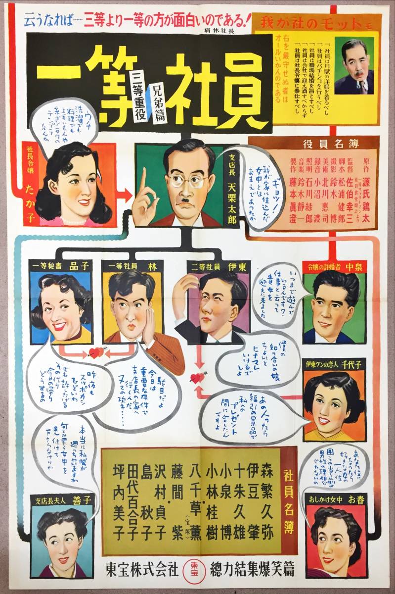 冬秋新作 sw0019/B1判『続三等重役』ポスター 鈴木英夫 源氏鶏太 河村