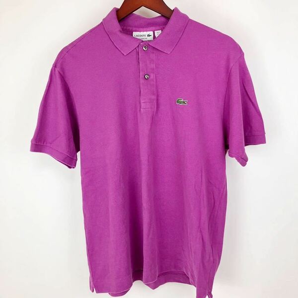 大きいサイズ LACOSTE ラコステ 半袖 ポロシャツ メンズ L 紫 パープル カジュアル スポーツ トレーニング ゴルフ ウェア シンプル ロゴ