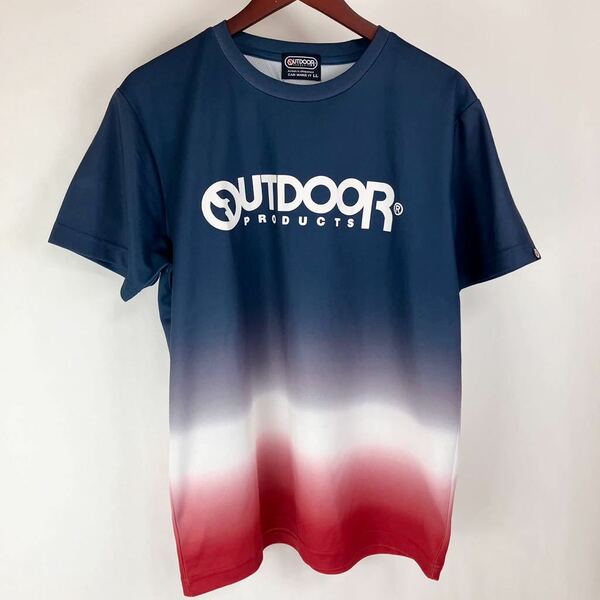 大きいサイズ OUTDOOR PRODUCTS アウトドアプロダクツ 半袖 Tシャツ メンズ LL 紺 ネイビー グラデーション キャンプ カジュアル ウェア