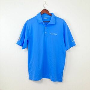 NIKE golf ナイキゴルフ 半袖 トップス ポロシャツ ブルー 青色 吸水速乾 機能性繊維 レオパレスリゾート USA フィットドライ Mサイズ