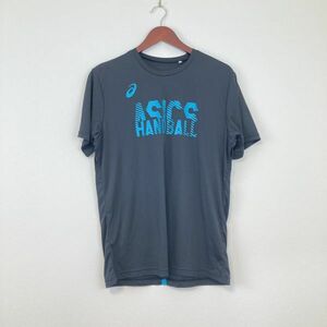 大きいサイズ 吸水速乾 機能性繊維 asics アシックス Tシャツ トップス スポーツ ウェア XLサイズ 半袖 ネイビー 紺 ハンドボール プリント