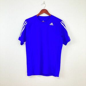 adidas アディダス メンズ 半袖 トップス Tシャツ ブルー 青色 Mサイズ 吸水速乾 機能素材 ゴルフ スポーツウェア climacool クリマクール