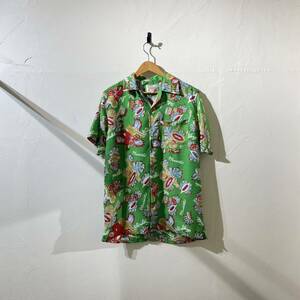 vintage poly Hawaiian print shirt 半袖シャツ 総柄シャツ ポリシャツ ハワイアンシャツ アロハシャツ 古着 ビンテージ 90s 80s