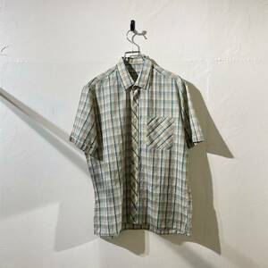 vintage euro poly cotton check shirt ヨーロッパ古着 ビンテージ ドイツ製 半袖シャツ ポリコットンシャツ チェックシャツ 60s 70s 80s