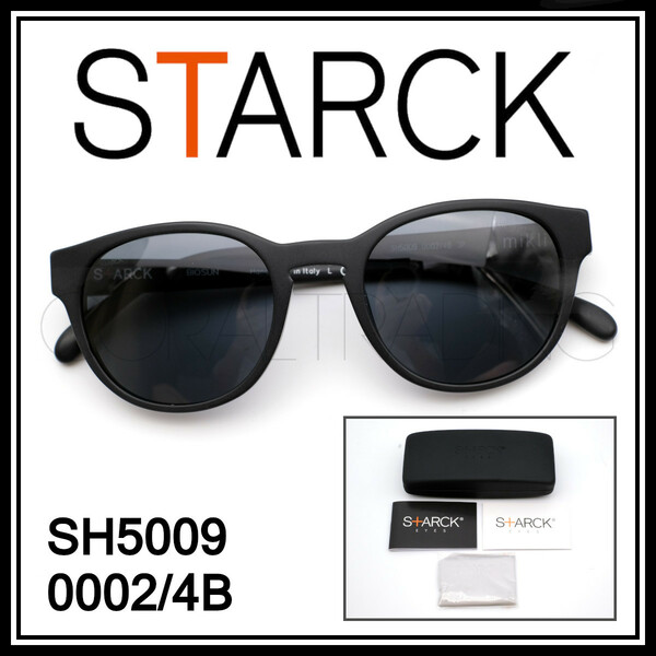 23372★新品本物！STARCK EYES SH5009 0002/4B マットブラック サングラス スタルクアイズ アランミクリ キーホールブリッジ 偏光レンズ