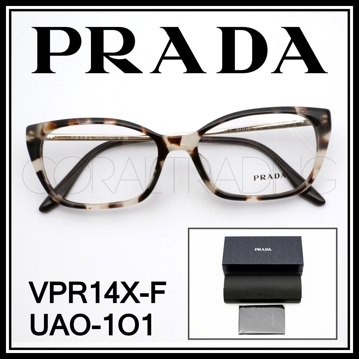 新品本物 PRADA VPRV F O1 グレー/ピンク/べっ甲柄