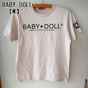 《BABY DOLL》薄ピンク半袖Tシャツ【M】 ロゴTシャツ