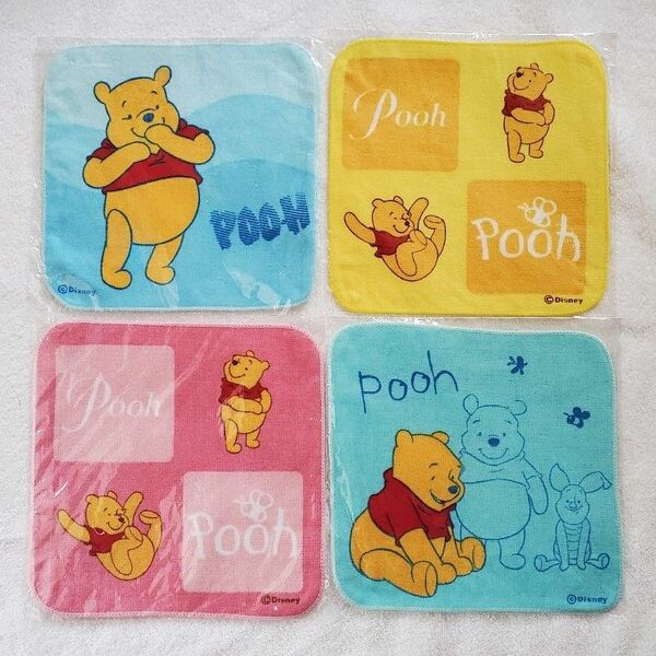 ハンドタオル　プーさん　Pooh　4枚セット