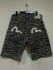 ※EVISU エヴィス エビス ペイントカモメ カモフラージュ ハーフ ショート パンツ 迷彩 日本製 34 　　　 BJBC.F