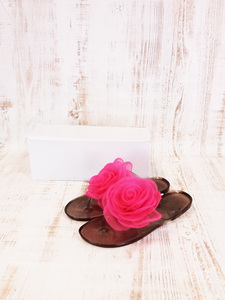 sh0727 * бесплатная доставка новый товар KOBE WOSHARYkoubewa Chaly женский пляжные шлепанцы размер 41 25.5cm соответствует rose роза resort прозрачный обувь 