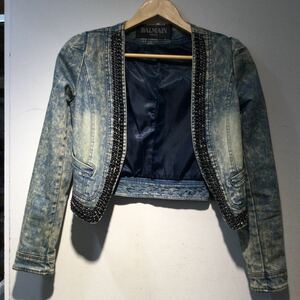 BALMAIN жакет Denim цепь S размер 590463