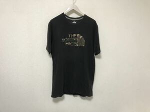 本物ザノースフェイスTHE NORTH FACEコットンロゴプリント迷彩柄半袖Tシャツメンズアメカジサーフミリタリー黒ブラックサルヴァドール製M