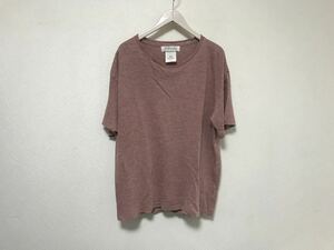 本物レミレリーフREMI RELIEFリネン麻ニット半袖TシャツメンズアメカジサーフミリタリービジネススーツSピンク柄日本製