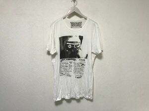 本物ディーゼルDIESELコットンプリント半袖Tシャツメンズアメカジサーフミリタリービジネス白ホワイトLインド製