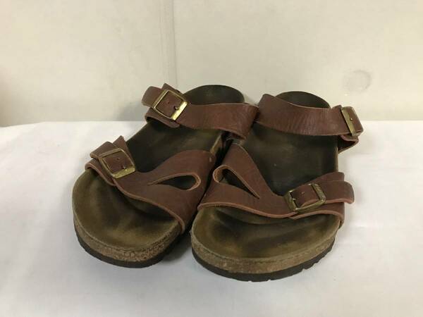 本物ビルケンシュトックBIRKENSTOCK本革レザービーチサンダル海リゾート靴スニーカーグラディエーターメンズ26cm40アメカジ茶ブラウン