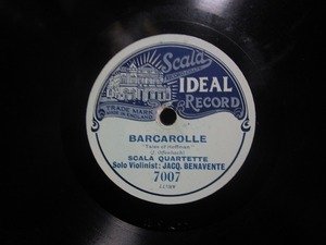 ★☆SP盤レコード BARCAROLLE SCALA QUARTETTE / INTERMEZZO CAVALLERIA RUSTCANA JACQ. BENAVENTE 中古品☆★[5713] 