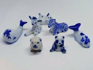 2 piece set unused new goods whale dolphin giraffe Panda dog zebra animal blue white ceramics blue & white blue and white ceramics hand .. ceramics ethnic hand made chopsticks put 