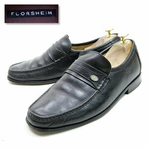 9D表記　27cm相当　FLORSHEIM　フローシャイム　ストラップローファー　ブラック　黒　スリッポンローファー/U8312