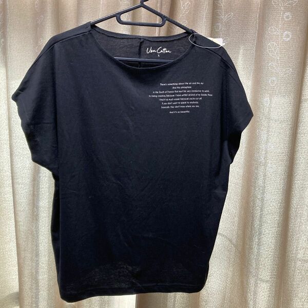 Tシャツ 涼しい薄い 新品2枚（ブラック、ホワイト）USAコットン シャツ フレンチ袖 レディース L ホームウエア