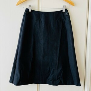 F7836cL 日本製 トゥモローランド BALLSEY ボールジィ サイズ36 (S位) スカート リネンスカート ブラック 麻混 レディース 春夏スカート
