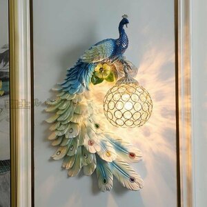 芸術品 青色 孔雀 鳥 動物 壁掛け照明 壁掛け灯 インテリア照明 壁掛け灯 高級照明